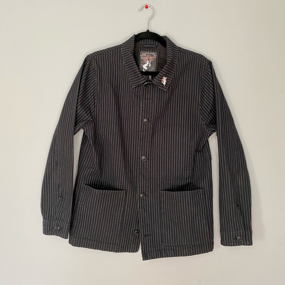 Volcom navy/grey stripped jacket Small